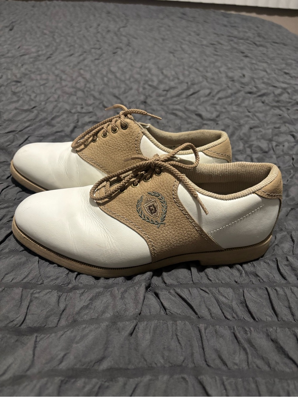 Women’s FootJoy White and Tan Two-Tone Lace-Up Golf Shoes